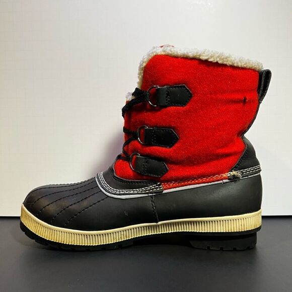 Womens KHOMBU Telluride Red Faux Fur Winter Duck Boots / Size 8M - Picture 8 of 11